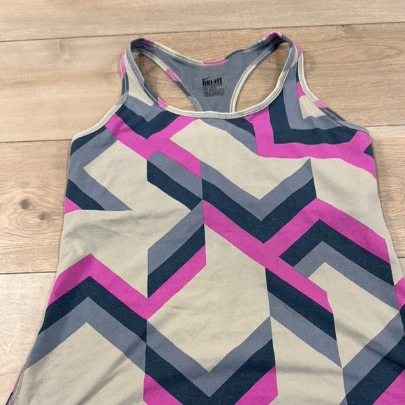 Nike Dri-Fit Women's Geometric Tank Top - Pink and Gray and Taupe - Picture 2 of 11